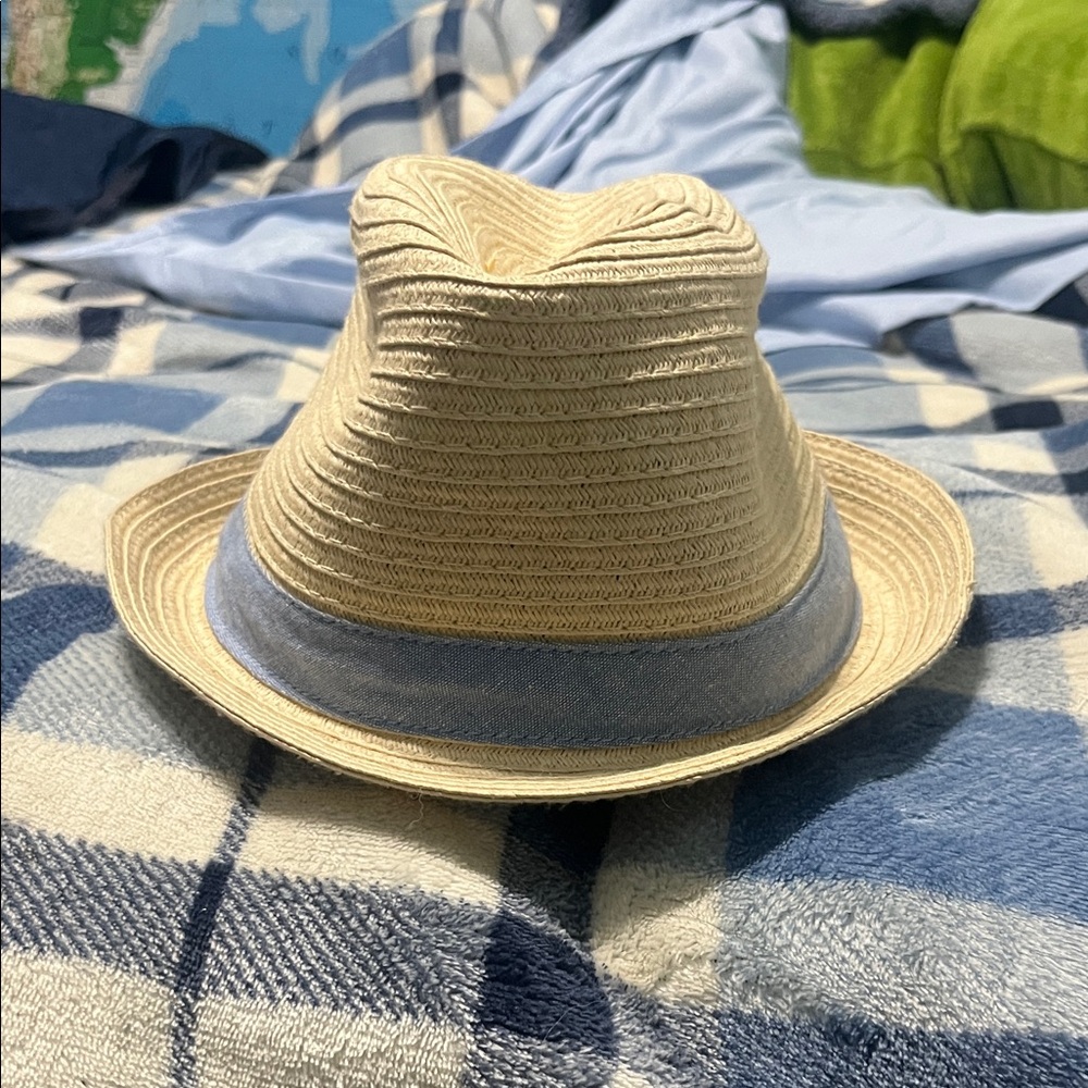 Crazy 8 Kids Straw Fedora with Light Blue Band